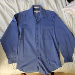 Men's Dress Long Sleeve Blue Collared Shirt